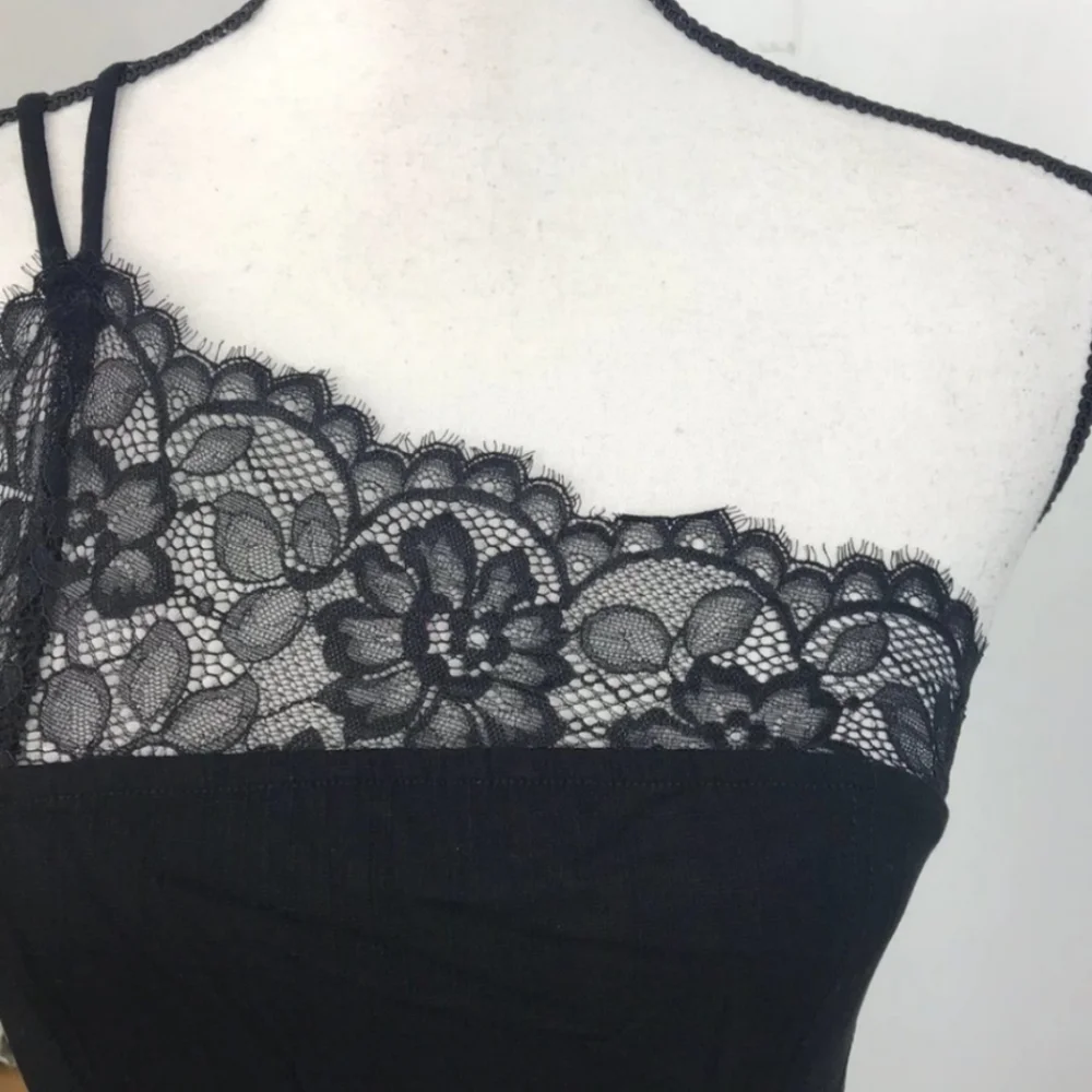 Free People Floral Lace One Shoulder Slip Dress